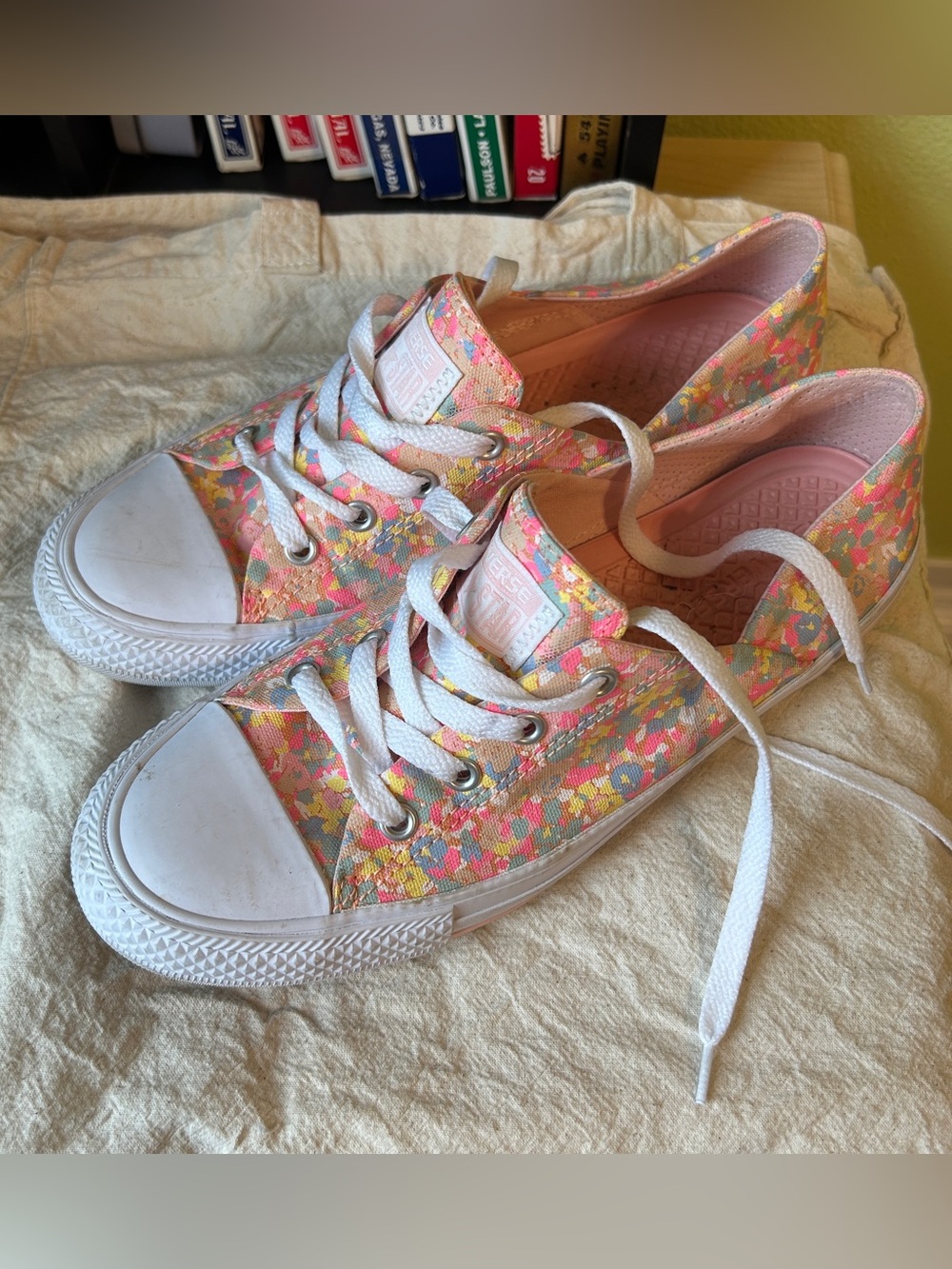 Converse Coral Floral Low Top Sneakers